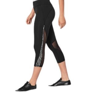 Lululemon mix and‎ mesh luxtreme crop leggings 4 black white